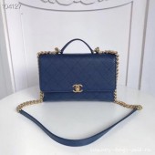 Chanel flap bag Grained Calfskin & Gold-Tone Metal AS0305 blue CE01424