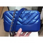 Chanel Glittered Aged Calfskin Gabrielle Clutch With Chain Bag A94505 Chevron Blue 2019 CE01319