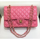 Chanel Grained Caflskin Medium Classic Flap Bag A01112 Pink With Gold Hardware CE03992