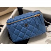 Chanel Grained Calfskin Small Vanity with Classic Chain Bag AP1341 Blue 2020 CE01090