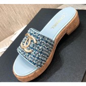 Chanel Heel Gold CC Logo Mules G36065 Pale Green 2020 CE02667