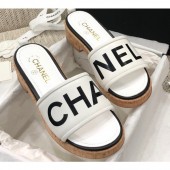 Chanel Heel Logo Mules Lambskin White 2020 CE01366