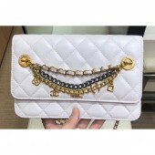 Chanel Lambskin All About Chains Wallet on Chain WOC Bag White 2019 CE00780
