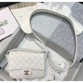 Chanel Lambskin & Calfskin Flap Bag AS1737 White 2020 Collection CE01553