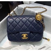 Chanel Lambskin & Gold-Tone Metal Flap Bag AS1786 Navy Blue 2020 Collection CE00546