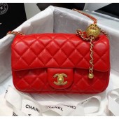 Chanel Lambskin & Gold-Tone Metal Flap Bag AS1787 Red 2020 Collection CE03744