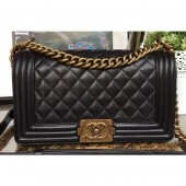 Chanel Lambskin Boy Flap Medium Bag Black/Gold CE01840