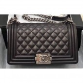 Chanel Lambskin Boy Flap Medium Bag Black/Silver CE00686