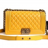 Chanel Lambskin Boy Flap Medium Bag Yellow/Gold CE03036