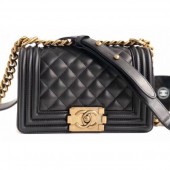 Chanel Lambskin Boy Flap Small Bag Black/Gold CE01772