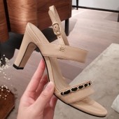 Chanel Lambskin Chain Heel Sandals Apricot 2020 Collection CE02044