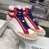 Chanel Lambskin Chain Leather High-top Sneakers G35600 White 2019 Collection CE02812
