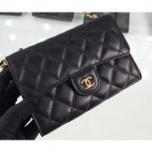Chanel Lambskin Classic Clutch with Chain Bag A84512 Black/Gold CE00553
