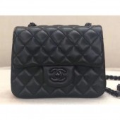 Chanel Lambskin Mini Classic Flap Bag A1115 So Black CE01345