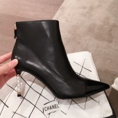 Chanel Lambskin Pearl Heel Short Boots G35548 Black 2020 Collection CE02902