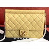 Chanel Lambskin with Imitation Pearls Small Flap Bag AS0582 Yellow 2019 CE02311