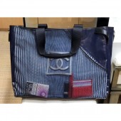 Chanel Mesh and PVC Shopping Tote Small Bag Navy Blue 2019 CE03934