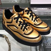 Chanel Metallic Lambskin Low-Top Sneakers G35063 Gold/Black 2019 Collection CE02965