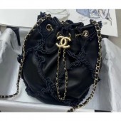Chanel Patchwork Small Drawstring Bucket Bag AS1613 Black 2020 CE01222