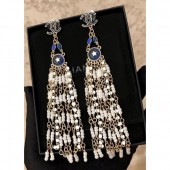 Chanel Pearl Chain Tassel Earrings AB0708 Gold/Blue/Pearly White 2018 CE02983