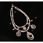 Chanel Pearl Drop and Camellia Necklace White/Gold 2019 Collection CE00821