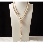 Chanel Pearl Y Necklace White/Silver/Gold 2019 Collection CE04236