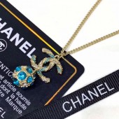 Chanel Pendant Necklace AB0584 Gold/Pearly White/Blue/Crystal 2019 Collection CE04347