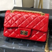 Chanel Quilted Aged Calfskin Small 2.55 Flap Bag A37586 Red 2019 Collection CE02597
