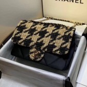 Chanel Quilted Calfskin and Houndstooth Tweed Medium Flap Bag AS1154 Black/Gold 2019 Collection CE02823