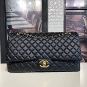 Chanel Quilted Calfskin Maxi Classic Flap Boarding Bag A91169 Black/Gold 2020 Collection CE03678