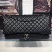 Chanel Quilted Calfskin Maxi Classic Flap Boarding Bag A91169 Black/Silver 2020 Collection CE03916