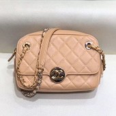 Chanel Quilted Grained Calfskin Round CC Metal Camera Bag AS6066 Apricot 2019 Collection CE00652