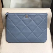 Chanel Quilted Lambskin 19 Pouch A86088 Blue 2019 Collection CE04323
