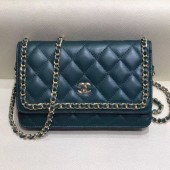 Chanel Quilted Lambskin Chain Trim Wallet on Chain WOC AP0674 Green 2019 Collection CE02697