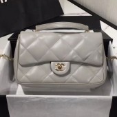 Chanel Quilted Lambskin Classic Medium Flap Bag with Top Handle AS1115 Gray 2019 Collection CE03479
