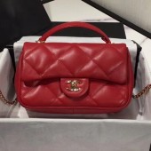 Chanel Quilted Lambskin Classic Small Flap Bag with Top Handle AS1114 Red 2019 Collection CE01789
