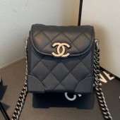 Chanel Quilted Leather Box Clutch with Chain Black 2019 Collection CE03403