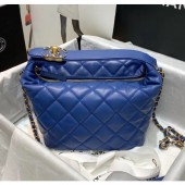 Chanel Quilted Leather Large Hobo Bag With Gold-Tone Metal AS1747 Blue 2020 Collection CE03667
