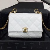 Chanel Quilted Leather Pearl Trim Small Flap Bag AS1170 White 2019 Collection CE02289