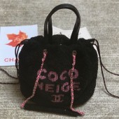 Chanel Quilted Shearling Sheepskin Medium Shopping Bag AS0981 Black 2019 Collection CE04116