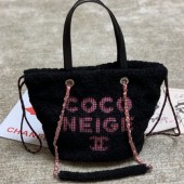 Chanel Quilted Shearling Sheepskin Small Shopping Bag AS0981 Black 2019 Collection CE03005
