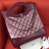 Chanel Quilted Velvet 31 Large Shopping Bag Burgundy 2019 Collection CE03105