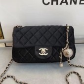 Chanel Quilted Velvet Flap Bag with Crystal Ball AS1787 Black 2020 Collection CE03970