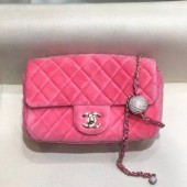 Chanel Quilted Velvet Flap Bag with Crystal Ball AS1787 Pink 2020 Collection CE02265