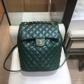 Chanel Quilting sheepskin Backpack Bag A91121 green with gold hardware CE03996