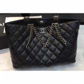 Chanel Quilting Shopping Tote Bag Black/Silver 2019 CE00933