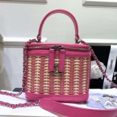 Chanel Rattan Woven Small Vanity Case AS1352 Pink/Beige 2020 Collection CE04063