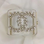 Chanel Resin Double Pearl CC Cuff Bracelet 2019 Collection CE02238