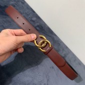 Chanel Reversible Calfskin Belt 30mm with CC Buckle Burgundy Collection CE01612