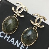 Chanel Round Stone Short Earrings Deep Green 2019 Collection CE02410